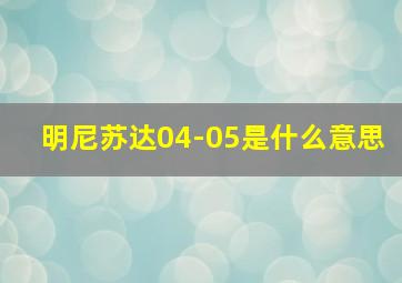 明尼苏达04-05是什么意思