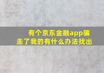 有个京东金融app骗走了我的有什么办法找出