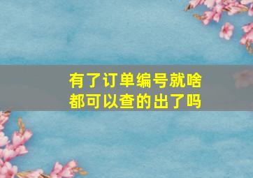 有了订单编号就啥都可以查的出了吗