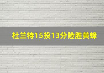 杜兰特15投13分险胜黄蜂