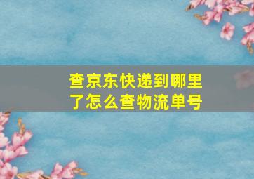 查京东快递到哪里了怎么查物流单号