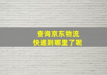 查询京东物流快递到哪里了呢