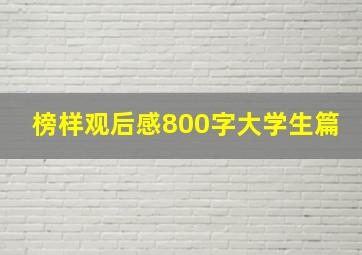 榜样观后感800字大学生篇