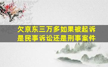 欠京东三万多如果被起诉是民事诉讼还是刑事案件