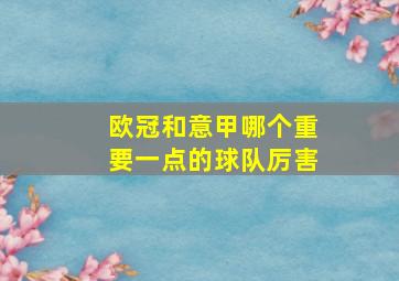 欧冠和意甲哪个重要一点的球队厉害