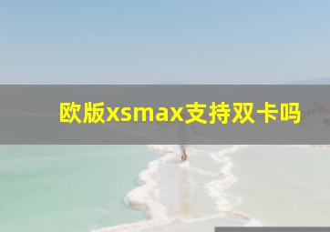 欧版xsmax支持双卡吗