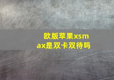 欧版苹果xsmax是双卡双待吗