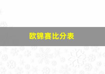 欧锦赛比分表