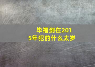 毕福剑在2015年犯的什么太岁