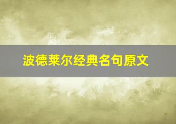 波德莱尔经典名句原文