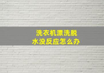 洗衣机漂洗脱水没反应怎么办