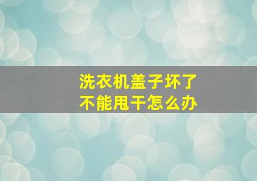 洗衣机盖子坏了不能甩干怎么办