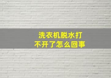 洗衣机脱水打不开了怎么回事