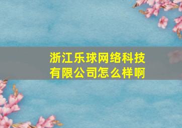 浙江乐球网络科技有限公司怎么样啊