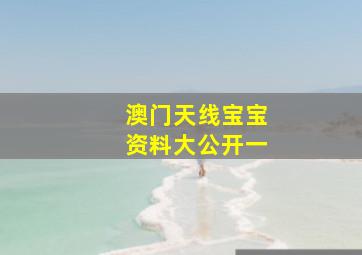 澳门天线宝宝资料大公开一