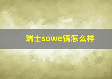 瑞士sowe锅怎么样