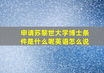 申请苏黎世大学博士条件是什么呢英语怎么说