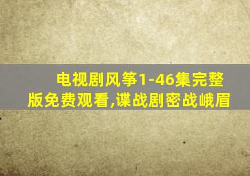 电视剧风筝1-46集完整版免费观看,谍战剧密战峨眉