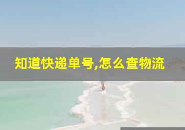 知道快递单号,怎么查物流