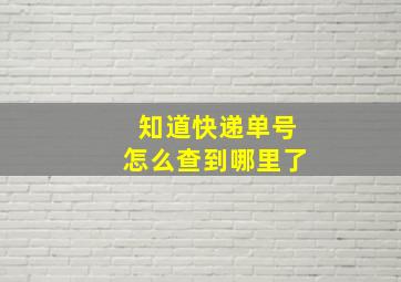 知道快递单号怎么查到哪里了