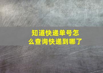 知道快递单号怎么查询快递到哪了