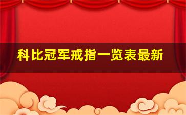 科比冠军戒指一览表最新