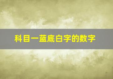 科目一蓝底白字的数字