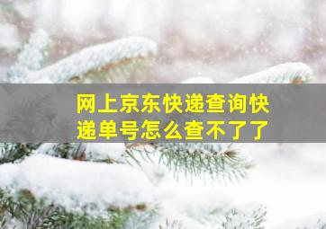 网上京东快递查询快递单号怎么查不了了