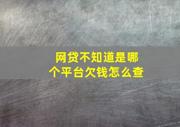 网贷不知道是哪个平台欠钱怎么查