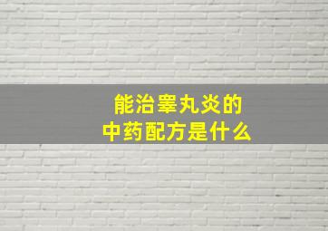 能治睾丸炎的中药配方是什么