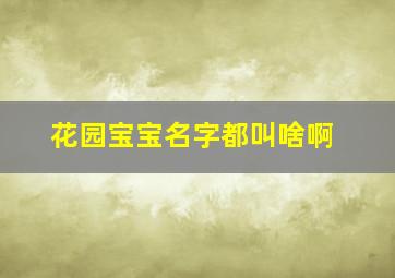 花园宝宝名字都叫啥啊