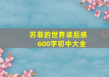 苏菲的世界读后感600字初中大全