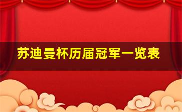 苏迪曼杯历届冠军一览表