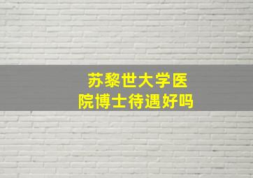 苏黎世大学医院博士待遇好吗