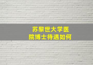 苏黎世大学医院博士待遇如何