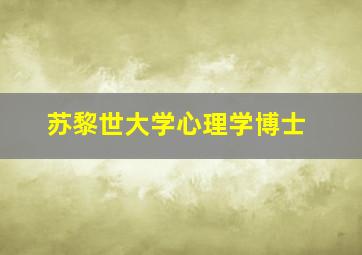 苏黎世大学心理学博士