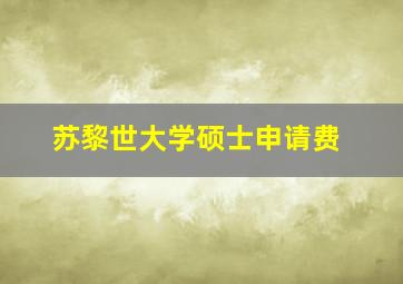 苏黎世大学硕士申请费