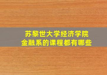 苏黎世大学经济学院金融系的课程都有哪些