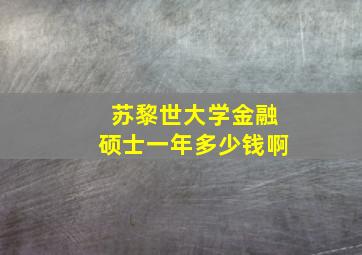 苏黎世大学金融硕士一年多少钱啊