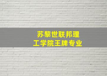 苏黎世联邦理工学院王牌专业