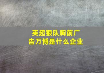 英超狼队胸前广告万博是什么企业