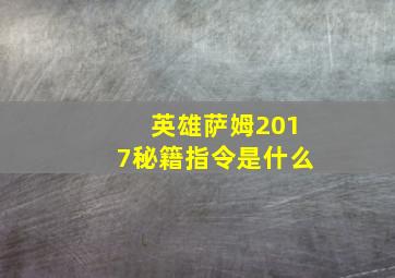 英雄萨姆2017秘籍指令是什么