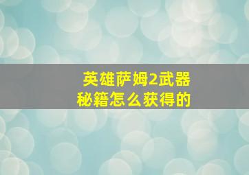 英雄萨姆2武器秘籍怎么获得的