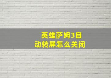 英雄萨姆3自动转屏怎么关闭