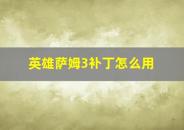 英雄萨姆3补丁怎么用