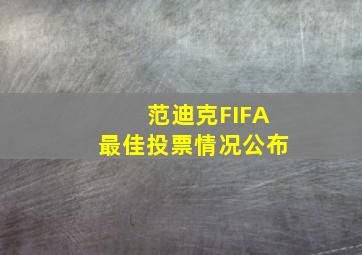 范迪克FIFA最佳投票情况公布