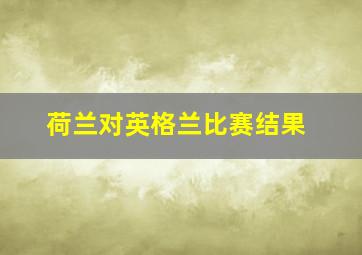 荷兰对英格兰比赛结果