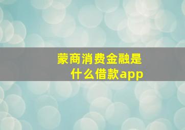 蒙商消费金融是什么借款app