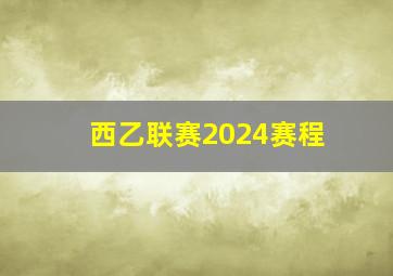 西乙联赛2024赛程