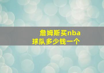 詹姆斯买nba球队多少钱一个